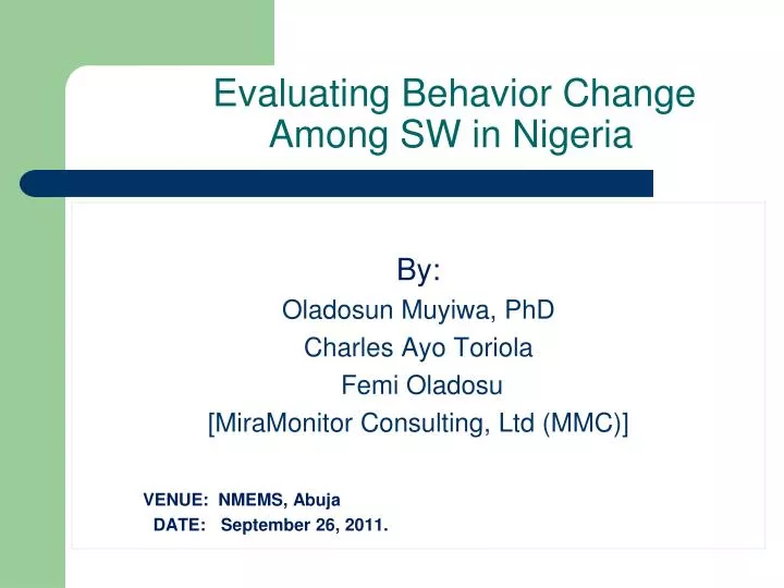 evaluating behavior change among sw in nigeria