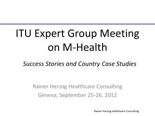 ITU Expert Group Meeting on M- H ealth