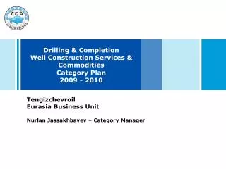 Drilling &amp; Completion Well Construction Services &amp; Commodities Category Plan 2009 - 2010