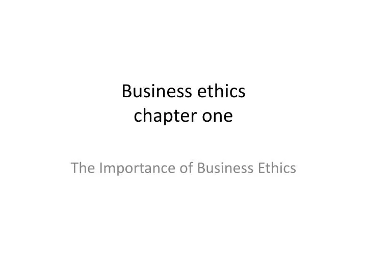 business ethics chapter one