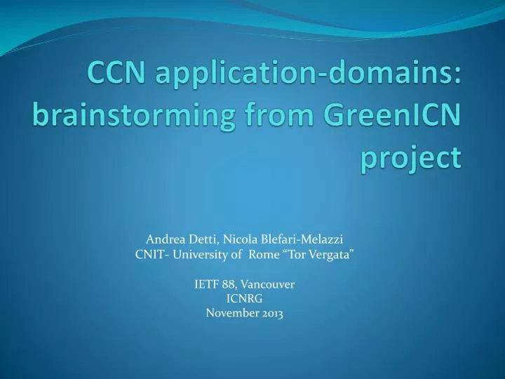 ccn application domains b rainstorming from greenicn project