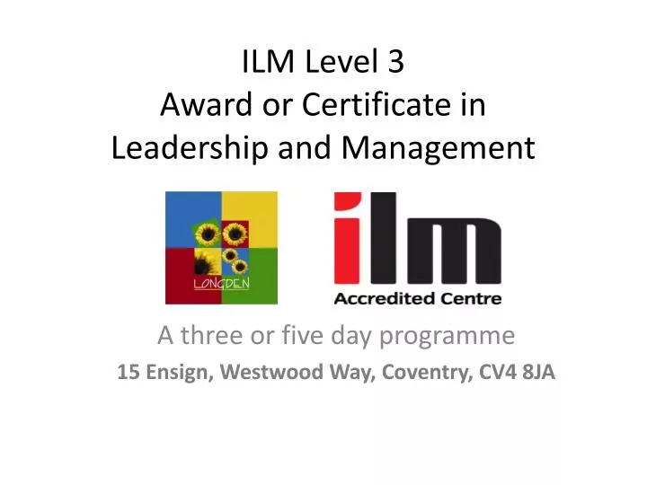 ilm level 3 award or certificate in leadership and management