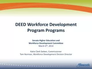 DEED Workforce Development Program Programs