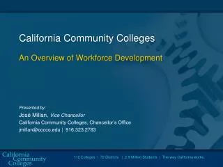 California Community Colleges An Overview of Workforce Development