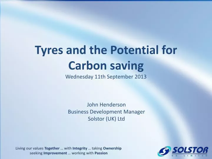 tyres and the potential for carbon saving wednesday 11th september 2013