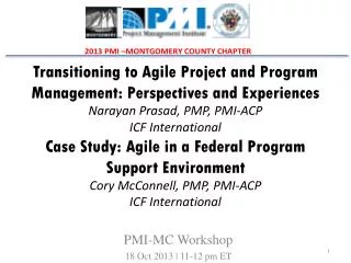 PMI-MC Workshop 18 Oct 2013 | 11-12 pm ET