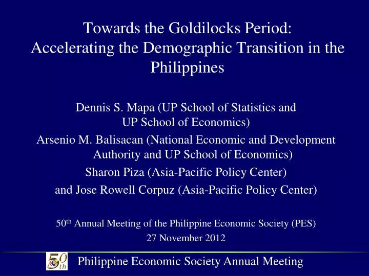 towards the goldilocks period accelerating the demographic transition in the philippines