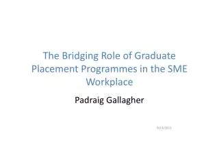 The Bridging Role of Graduate Placement Programmes in the SME Workplace