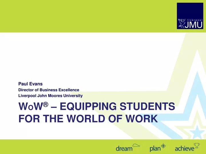 w o w equipping students for the world of work