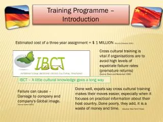 Training Programme – Introduction