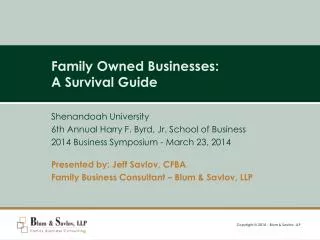 Family Owned Businesses: A Survival Guide