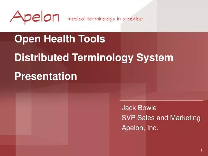 open health tools distributed terminology system presentation