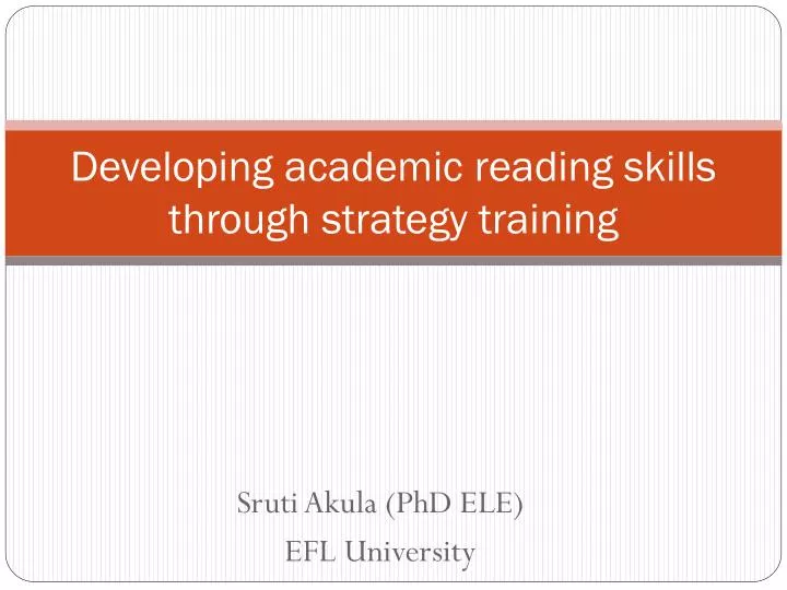 developing academic reading skills through strategy training
