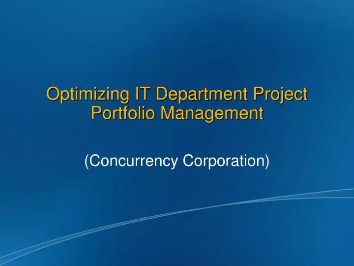 optimizing it department project portfolio management