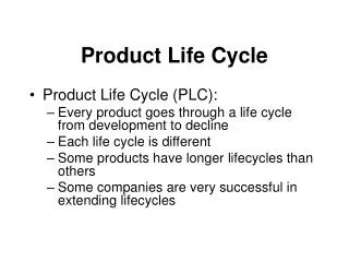 Product Life Cycle