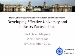 HEPI Conference: University Research and the Economy Developing Effective University and Industry Partnerships