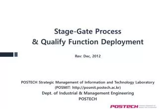 Stage-Gate Process &amp; Qualify Function Deployment