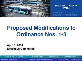 Proposed Modifications to Ordinance Nos. 1-3