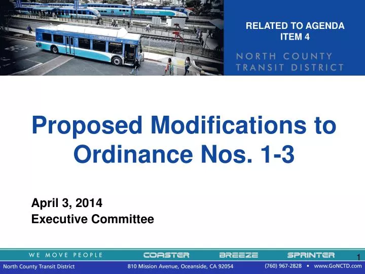 proposed modifications to ordinance nos 1 3
