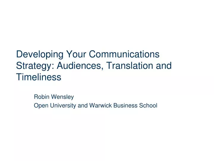 robin wensley open university and warwick business school