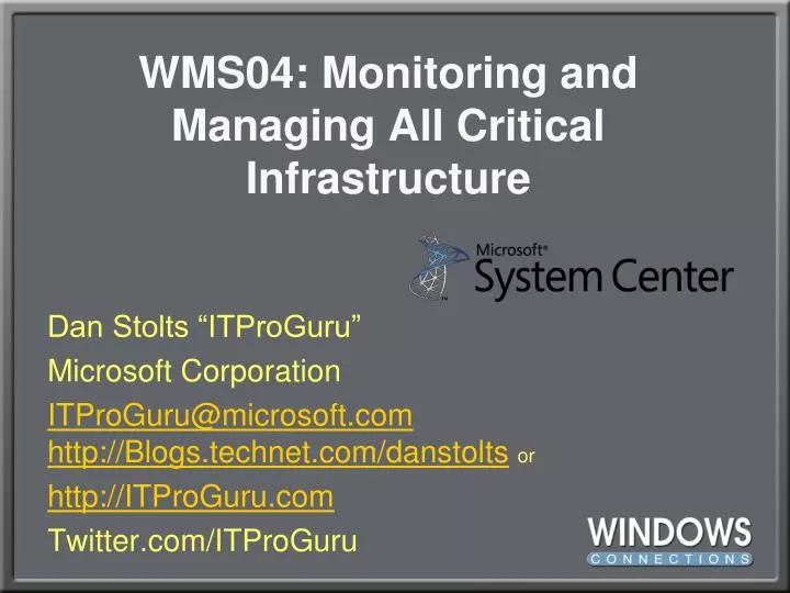 wms04 monitoring and managing all critical infrastructure