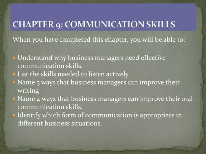 chapter 9 communication skills