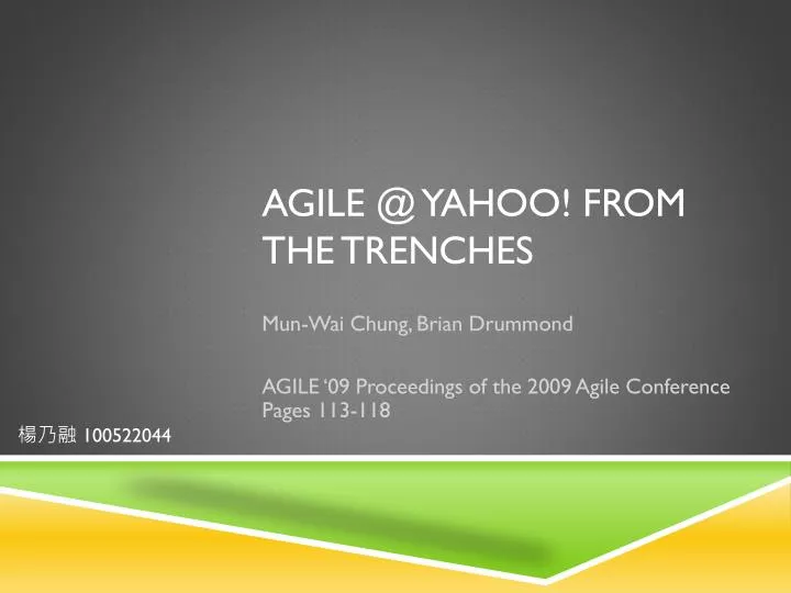 agile @ yahoo from the trenches