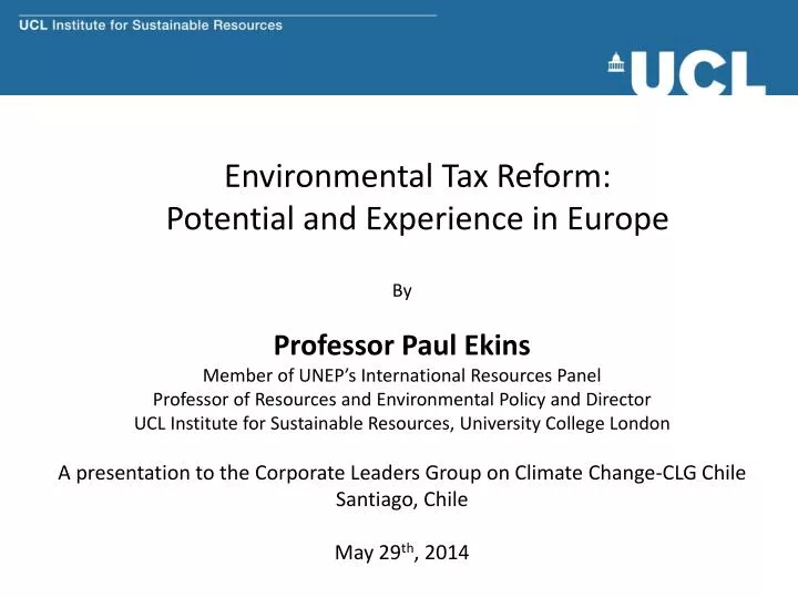 environmental tax reform potential and experience in europe