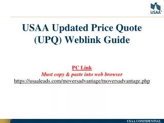 USAA Updated Price Quote (UPQ) Weblink Guide