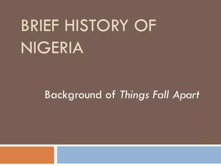 brief history of nigeria