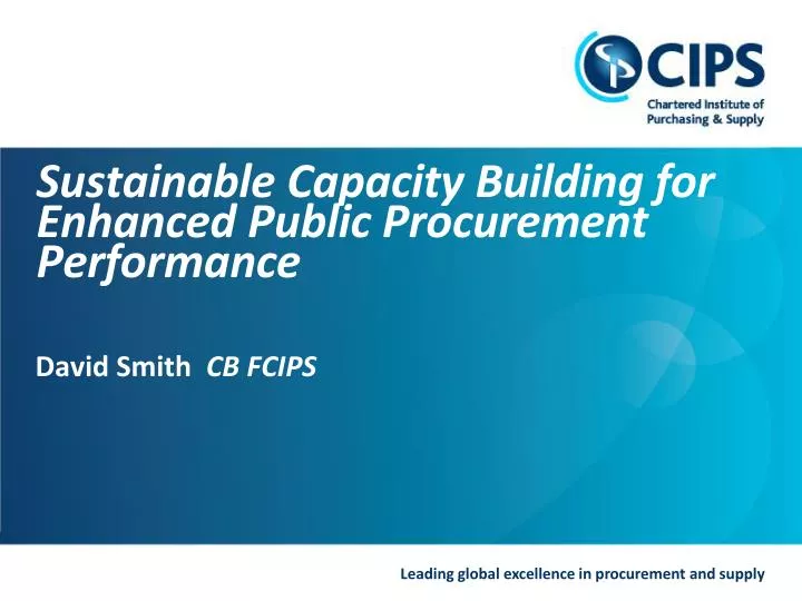 sustainable capacity building for enhanced public procurement performance