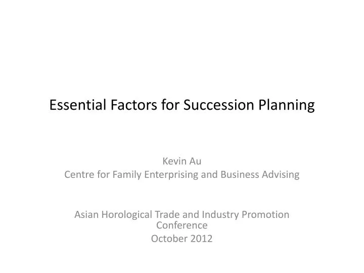 essential factors for succession planning