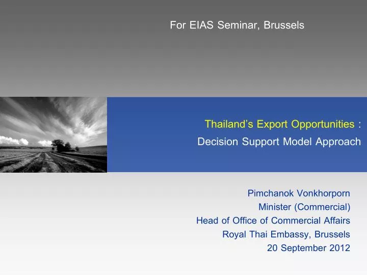 thailand s export opportunities decision support model approach