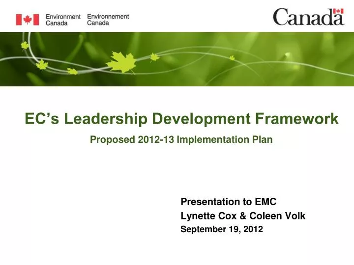 ec s leadership development framework proposed 2012 13 implementation plan