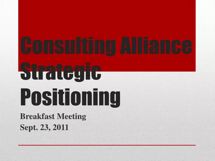 consulting alliance strategic positioning