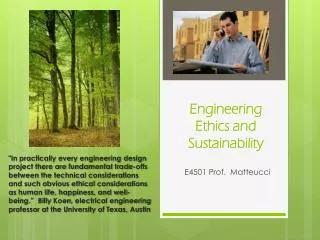 Engineering Ethics and Sustainability