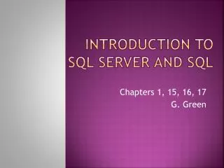 Introduction to sql server and sql