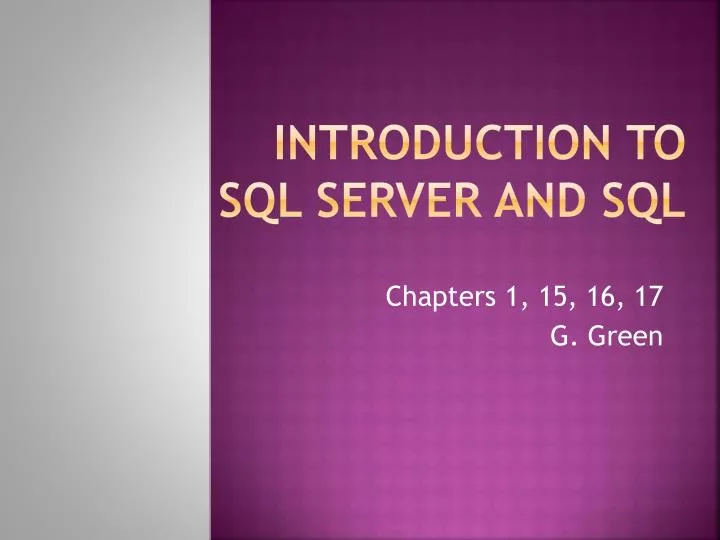 introduction to sql server and sql