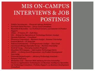 MIS On-Campus Interviews &amp; Job postings