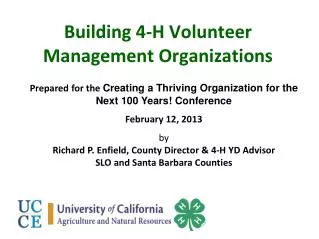 Building 4-H Volunteer Management Organizations