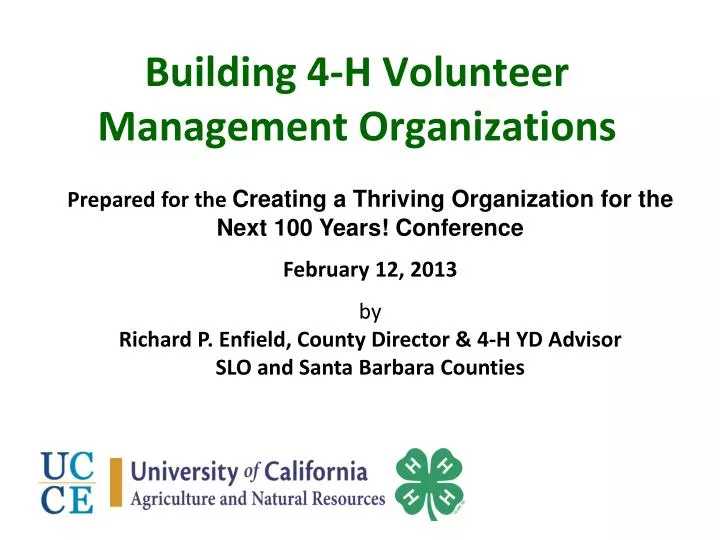 building 4 h volunteer management organizations