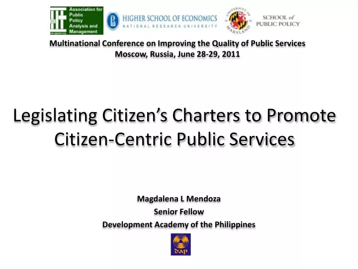 legislating citizen s charters to promote citizen centric public services