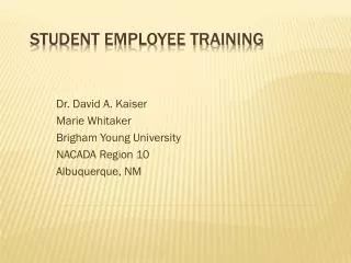 Student Employee Training