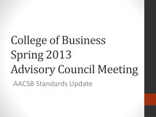 College of Business Spring 2013 Advisory Council Meeting