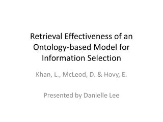 Retrieval Effectiveness of an Ontology-based Model for Information Selection