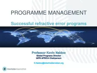 PROGRAMME MANAGEMENT