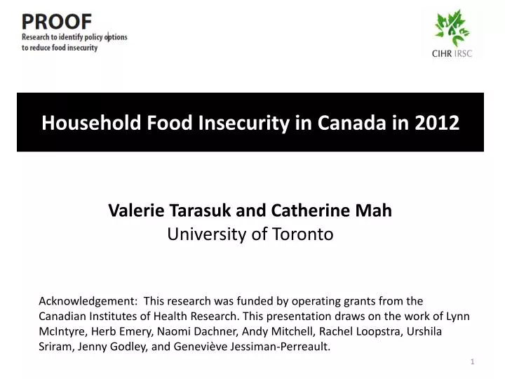 household food insecurity in canada in 2012