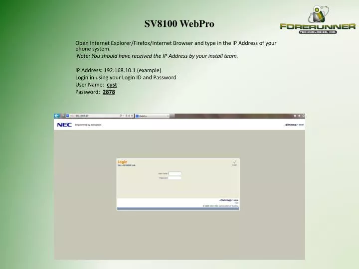 sv8100 webpro