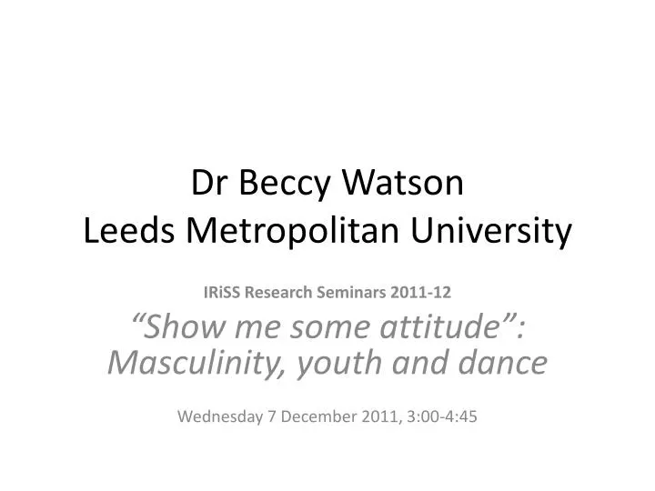 dr beccy watson leeds metropolitan university