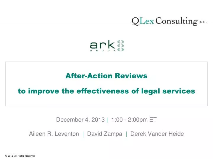 after action reviews to improve the effectiveness of legal services